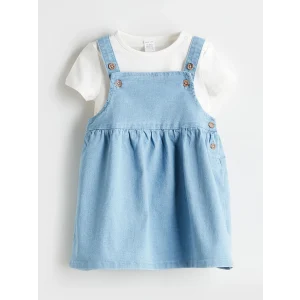 LCW baby Mavi Kız Bebek Jean Elbise ve Bluz 2li