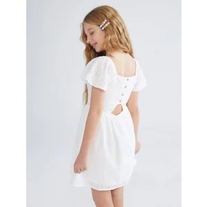 LCW Kids Beyaz Kare Yaka Kız Çocuk Elbise