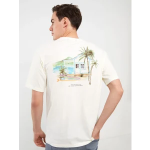 XSIDE Sari Bisiklet Yaka Kısa Kollu Baskılı Penye Erkek Tişört