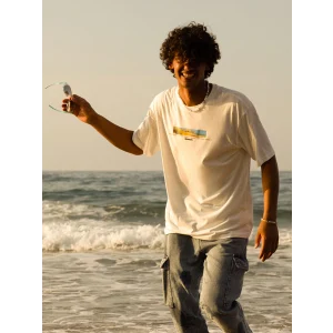 XSIDE Beyaz Bisiklet Yaka Kısa Kollu Baskılı Penye Erkek Tişört