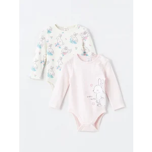 LC WAIKIKI Pembe Bisiklet Yaka Kız Bebek Çıtçıtlı Bodysuit 2li