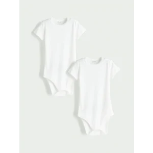 LCW baby Ekru Organik Kumaş Kız Bebek Çıtçıtlı Bodysuit 2li