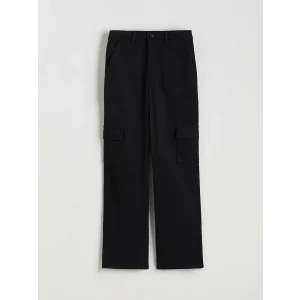 LCW Kids Siyah Wideleg Kız Çocuk Kargo Pantolon