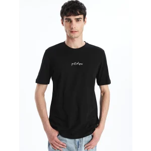XSIDE Siyah Bisiklet Yaka Kısa Kollu Baskılı Penye Erkek Tişört