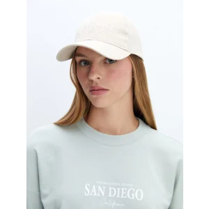 LCW ACCESSORIES Ekru Yazı Nakışlı Kadın Kep Şapka