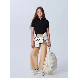 LCW Kids Bej Wideleg Kız Çocuk Pantolon