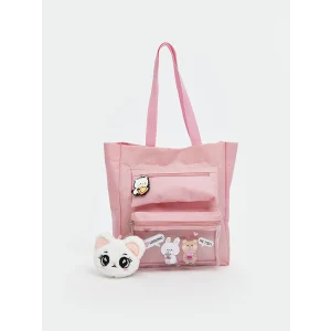 LCW ACCESSORIES Pembe Baskılı Şeffaf Cepli Kız Çocuk Kol Çantası
