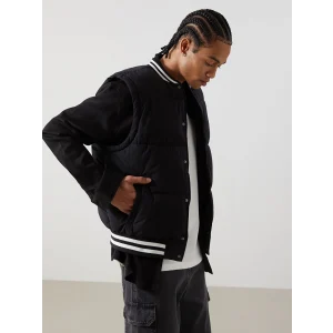 XSIDE Siyah Standart Kalıp Kolej Yaka Erkek Şişme Yelek