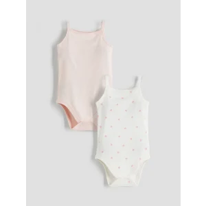 LCW baby Ekru Baskılı Kız Bebek Çıtçıtlı Body 2li