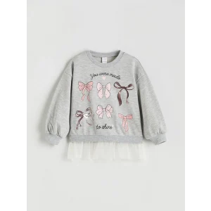 LCW Kids Gri Bisiklet Yaka Kız Çocuk Sweatshirt
