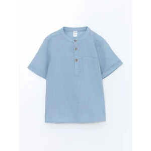 LCW Kids Mavi Hakim Yaka Poplin Erkek Çocuk Gömlek