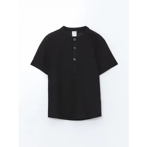 LCW Kids Siyah Hakim Yaka Poplin Erkek Çocuk Gömlek