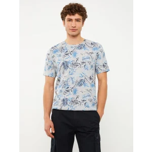 SOUTHBLUE Gri Bisiklet Yaka Kısa Kollu Desenli Penye Erkek Tişört