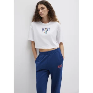 Mavi 1613284-620 Kedi Logo Baskılı Beyaz Tişört