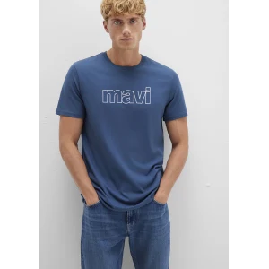 Mavi 065781-90609 Mavi Logo Baskılı Mavi Tişört