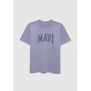 Mavi 7610385-88095 Mavi Logo Baskılı Mor Tişört