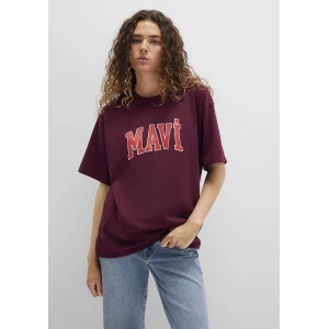 Mavi 1600843-90705 Mavi Logo Baskılı Bordo Tişört