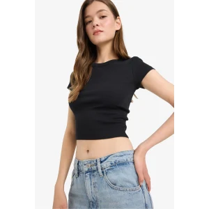 Defacto E0287 Siyah Coool Fitted Basic Düz Fitilli Kaşkorse Kısa Kollu Siyah Tişört