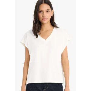 Defacto E5486 Ekru Regular Fit V Yaka Basic Düz Premium Kolsuz Tişört