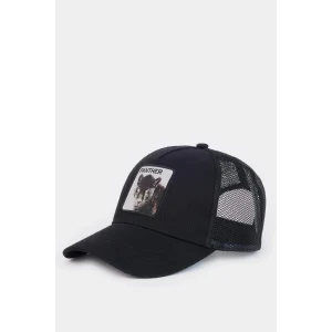 Defacto B7998 Siyah Erkek Etiket Baskılı Dokuma Beyzbol Basketbol Şapkası