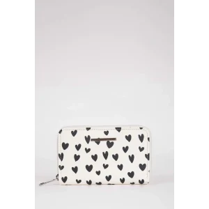 Defacto B3772 Çok Renkli Kadın Kalp Desenli Suni Deri Cüzdan