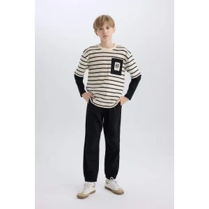 Defacto B6713 Siyah Erkek Çocuk Jogger Fit Jogger Paça Gabardin Pantolon