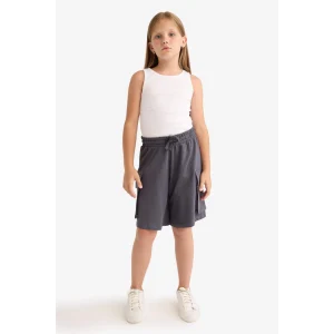 Defacto B0840 Antrasit Kız Çocuk Beli Lastikli Kargo Cepli Şort