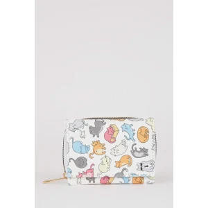 Defacto R8439 Çok Renkli Kadın Kedi Desenli Suni Deri Cüzdan