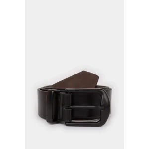 Defacto E3550 Siyah Erkek Dikdörtgen Toka Suni Deri Jean Kemeri