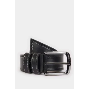 Defacto E3552 Siyah Erkek Dikdörtgen Toka Suni Deri Jean Kemeri