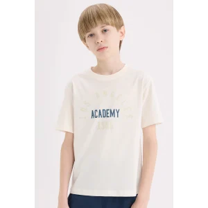 Defacto E0171 Beyaz Erkek Çocuk Bisiklet Yaka Baskılı Kısa Kollu Tişört