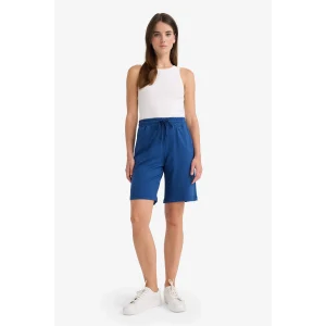 Defacto N7439 Lacivert Regular Fit Beli Lastikli Düz Paça Bermuda Şort