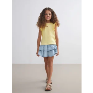 LCW Kids Mavi Beli Lastikli Kız Çocuk Jean Etek