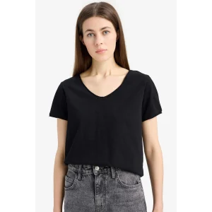 Defacto K1507 Siyah Regular Fit V Yaka Basic Düz Kısa Kollu Siyah Tişört