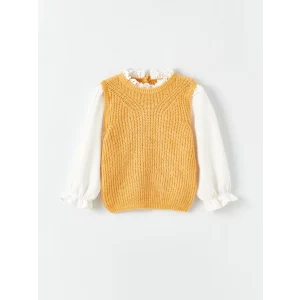 LCW baby Sari Bisiklet Yaka Kız Bebek Kazak