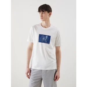 XSIDE Ekru Bisiklet Yaka Baskılı Penye Erkek Tişört