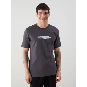 XSIDE Antrasit Bisiklet Yaka Baskılı Penye Erkek Tişört