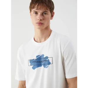 XSIDE Ekru Bisiklet Yaka Baskılı Penye Erkek Tişört