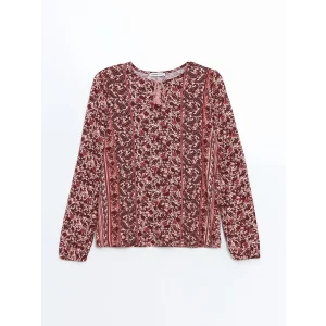 LCW Grace Pembe Bağlamalı Yaka Desenli Kadın Bluz