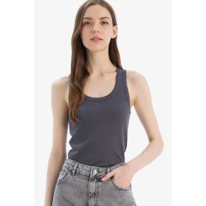 Defacto A1665 Antrasit Fitted U Yaka Basic Düz Fitilli Kaşkorse Atlet