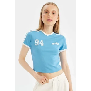 Defacto D1380 Mavi Coool Fitted Modal Kısa Kollu Tişört