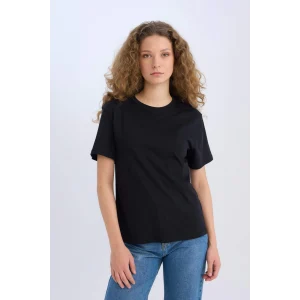 Defacto D9592 Siyah Regular Fit Bisiklet Yaka Basic Düz Kısa Kollu Siyah Tişört
