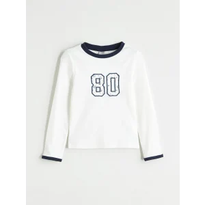 LCW Kids Ekru Bisiklet Yaka Baskılı Kız Çocuk Tişört