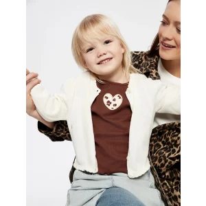 LCW Kids Ekru Bisiklet Yaka Kız Çocuk Triko Hırka