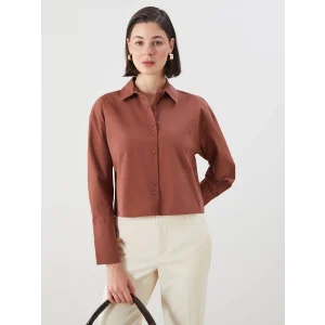 LCWAIKIKI Classic Kahverengi Crop Kadın Gömlek