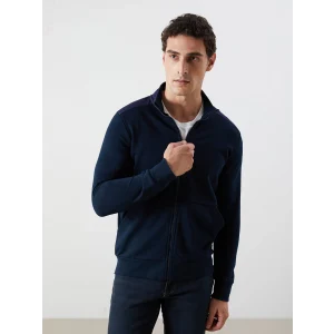 LCWAIKIKI Basic Lacivert Dik Yaka Uzun Kollu Erkek Fermuarlı Sweatshirt