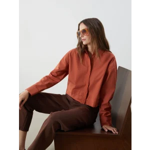 LCWAIKIKI Classic Kahverengi Crop Kadın Gömlek