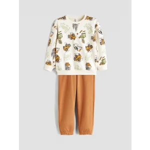 LCW Kids Bej Baskılı Erkek Çocuk Sweatshirt ve Eşofman Alt 2li