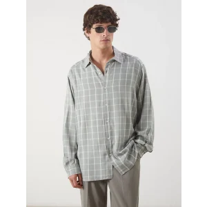 LCW Vision Yeşil Rahat Kalıp Uzun Kollu Ekose Erkek Gömlek