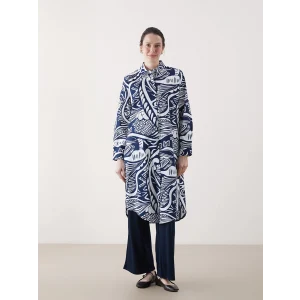 LCWAIKIKI Classic Lacivert Desenli Kadın Gömlek Tunik